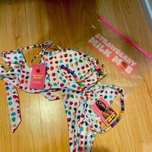 Strawberry milk mob swimsuit, tags still on.